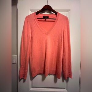 Banana Republic Coral V-Neck Sweater, cashmere, size small.
